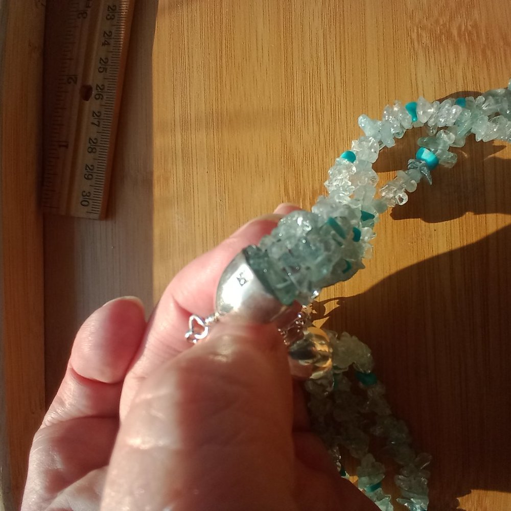 JAY KING DTR AQUAMARINE NECKLACE AND DICHROIC GLASS  PENDANT 925 STERLIN… - Picture 7 of 13